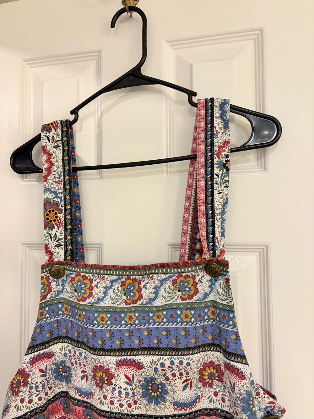 Vintage On the Verge 80s 90s Bandana Floral Apron Maxi Dress USA Large - Picture 6 of 8